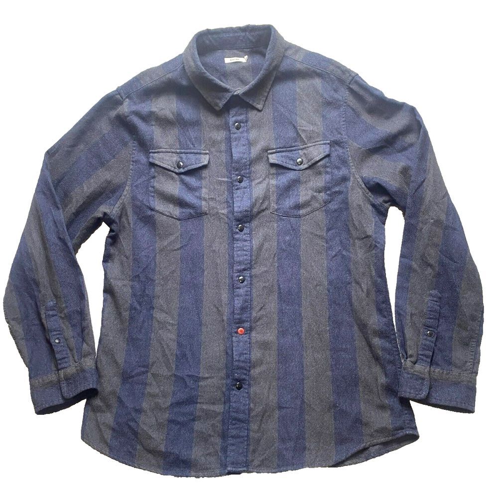 Katin Americas Surf Shirt Adult XL XX Flannel Striped Button Up Casual Mens